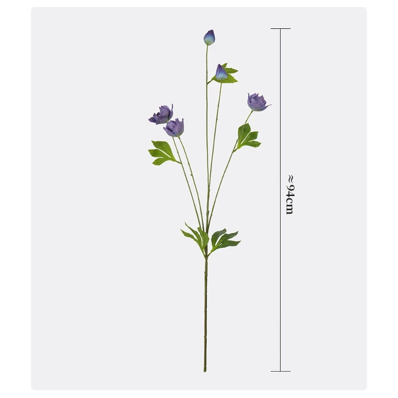 4 Stück Künstliche Mini-Anemonen Cathayensis Kitagensis Seidenblumen Lila Anemonen Simulationsblumen Wohnzimmer-Dekoration – Detail 1