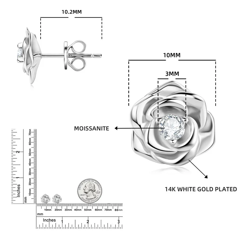 Trendy  fresh  D-color Moissanite stud earrings, 925 silver jewelry wholesale, high-end design