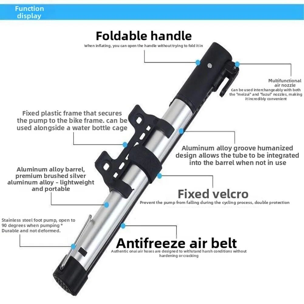 

1pc Mountain Road Bike Portable Bicycle Pump Air Cylinder Mountain Bike Pump Household Pump Riding Equipment Accessories
