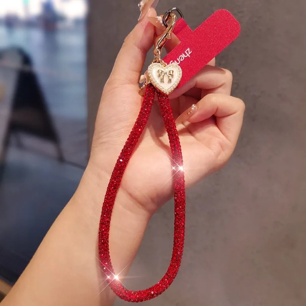 吊り下げコードグリッターラインストーン電話ストラップハンドヘルド高級ダイヤモンド電話ロープショートリストスタイル紛失防止携帯電話チェーン