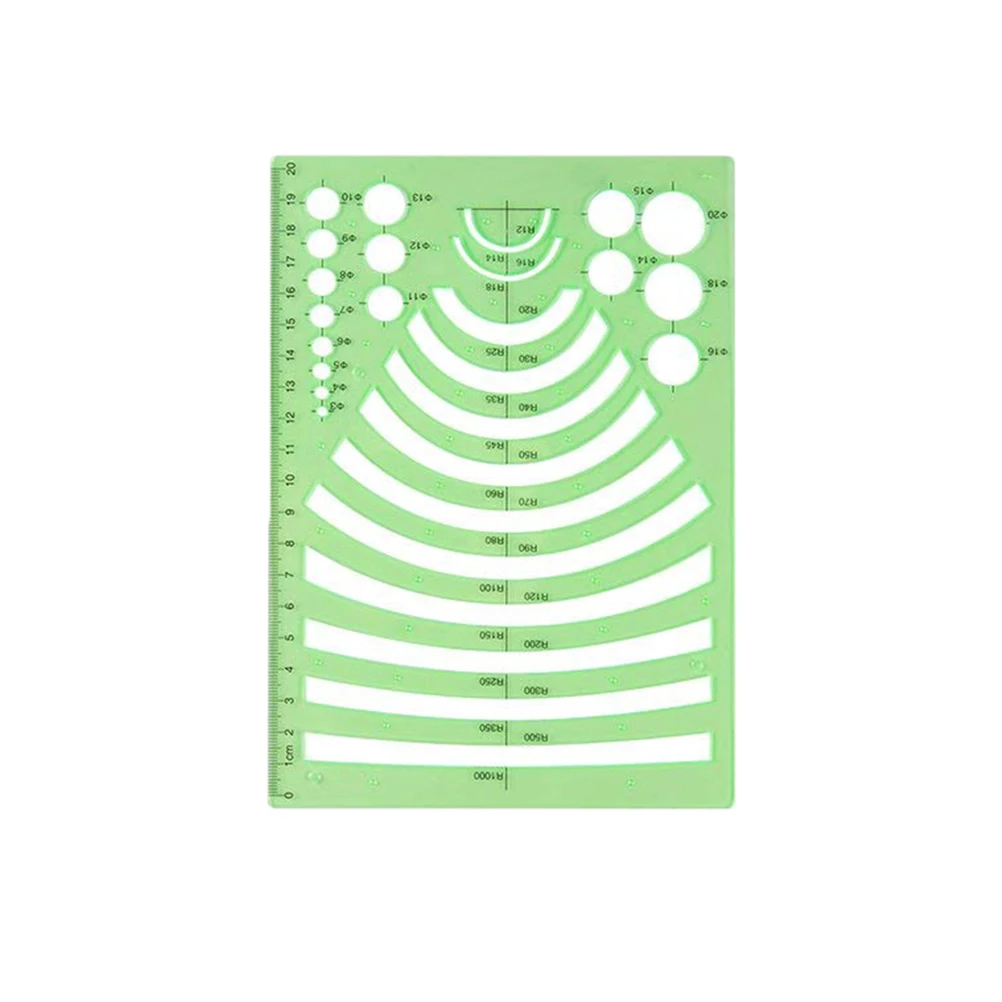 6pc Clear Green Plastic Geometry Ruler Set Transparent Geometric Drawing Template For Art Architecture