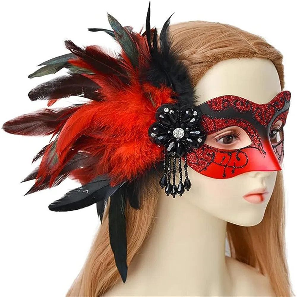 Plastic Feather Mask Stylish Eye-Catching Sophisticated Party Mask Unique Venetian Mask For Mardi Gras