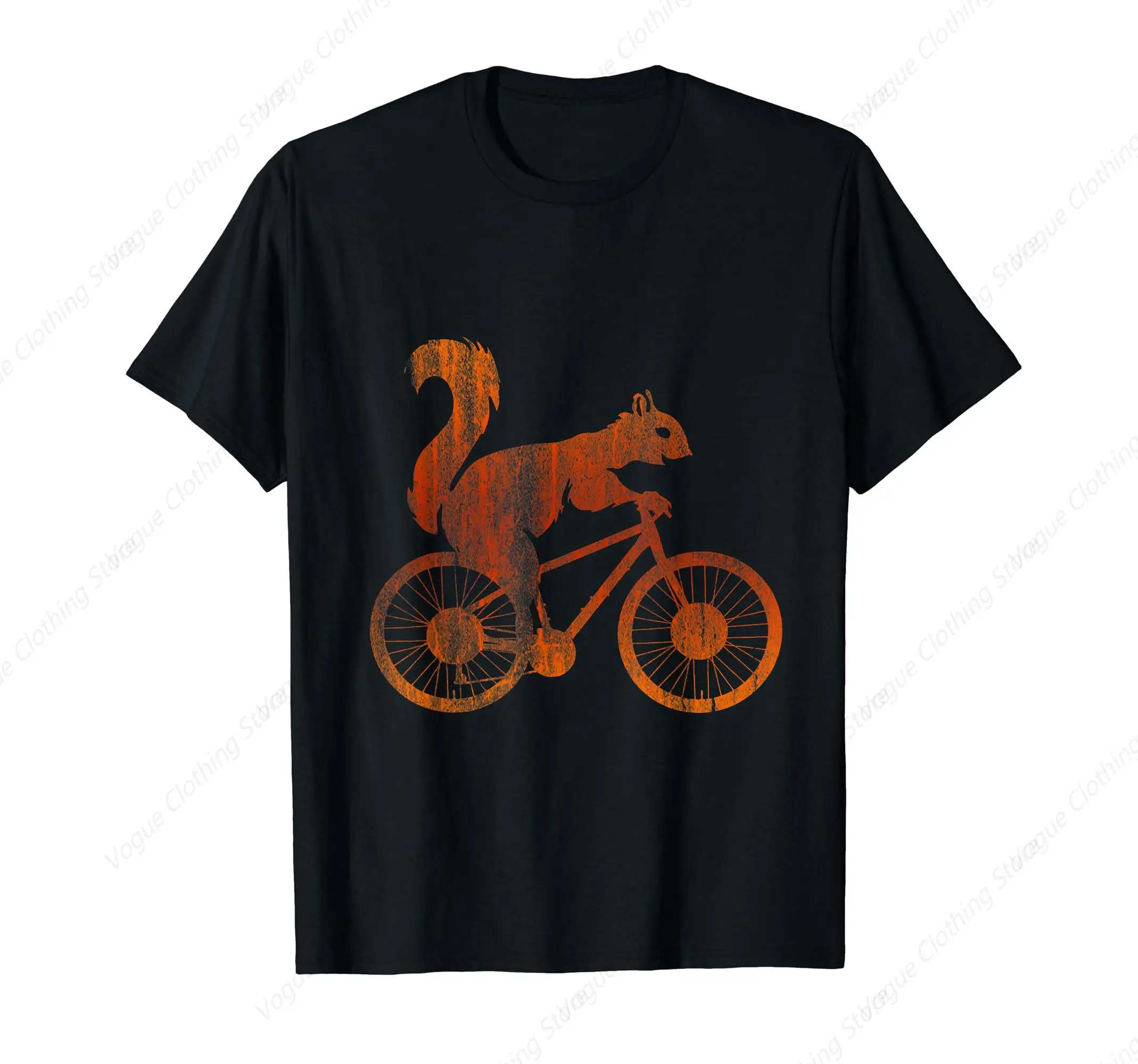 Squirrel Riding A Bicycle Vintage Bike Squirrel T-Shirt Leisure Men Women Tee Daily Soft Unisex Clothing Cotton Tops