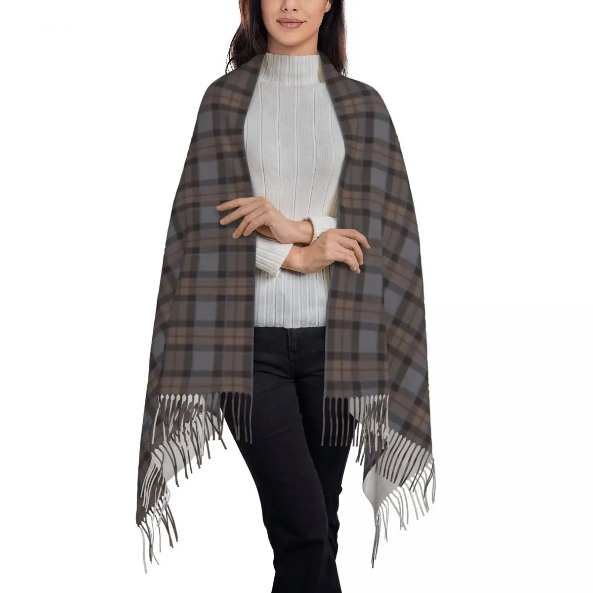 Outlander Plaid - Fraser Tartan Scarf Tassel Scarves Women Soft Warm Shawls and Wraps Long Fall Winter Shawl Wrap