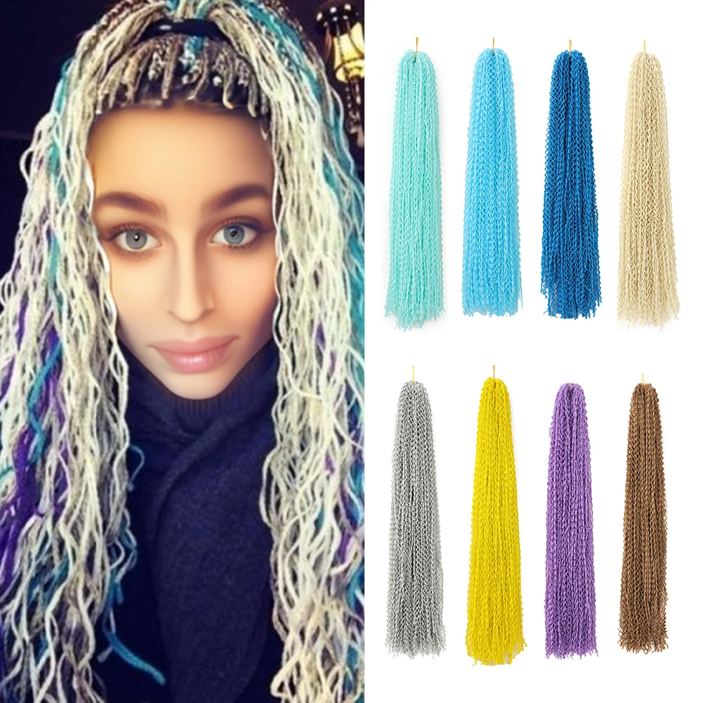 3X Pre-Looped Curly Synthetic Zizi Braids Thin Small Box Braid Crochet Twisted Hair Synthetic Kanekalon Braiding Hair Exten