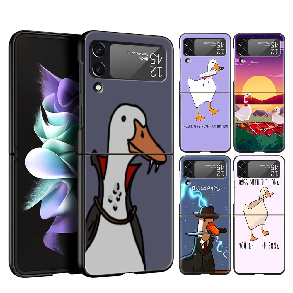 Goose Game Hard PC Phone Case For Samsung Galaxy Z Flip 5 4 3 Black Cover For Galaxy Z Flip 6 Foldable Shockproof Cases Capas