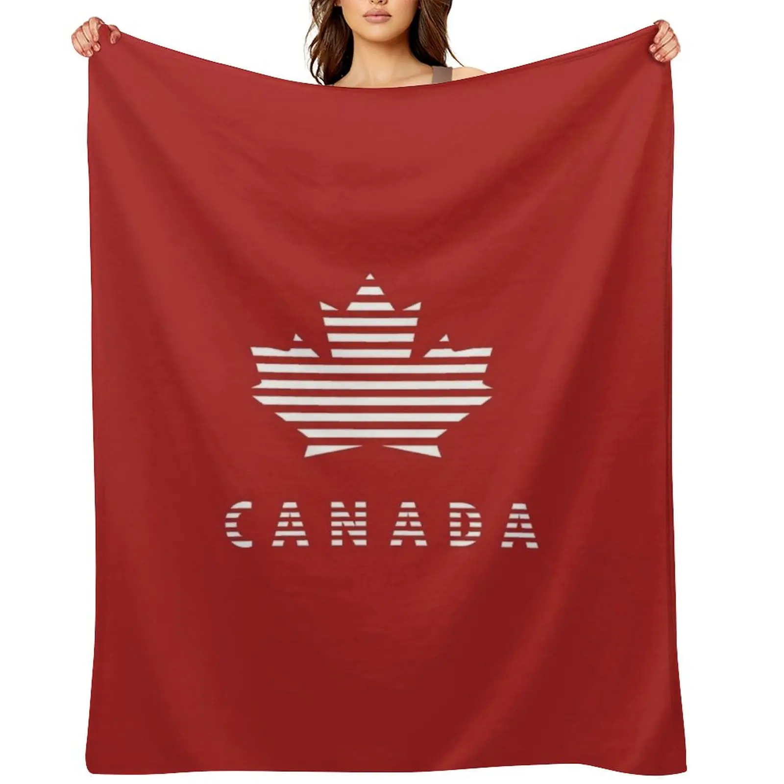 Canada Maple Leaf - Lined Pattern Throw Blanket Polar Blankets Sofas Of Decoration Beautifuls Plush Blankets