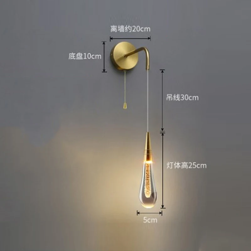 Post-Modern Crystal Wall Lights Glass Led Creative Raindrops Wall Lamp for Restaurant Bedroom Bedside Corridor Wall Sconces Lamp image 3