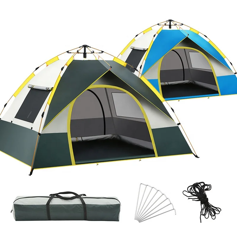 2026 Outdoor Camping Four-season Waterproof Windproof Folding Fully Automatic Polyester Oxford Fabric One Bedroom Tent 3-4 Peopl