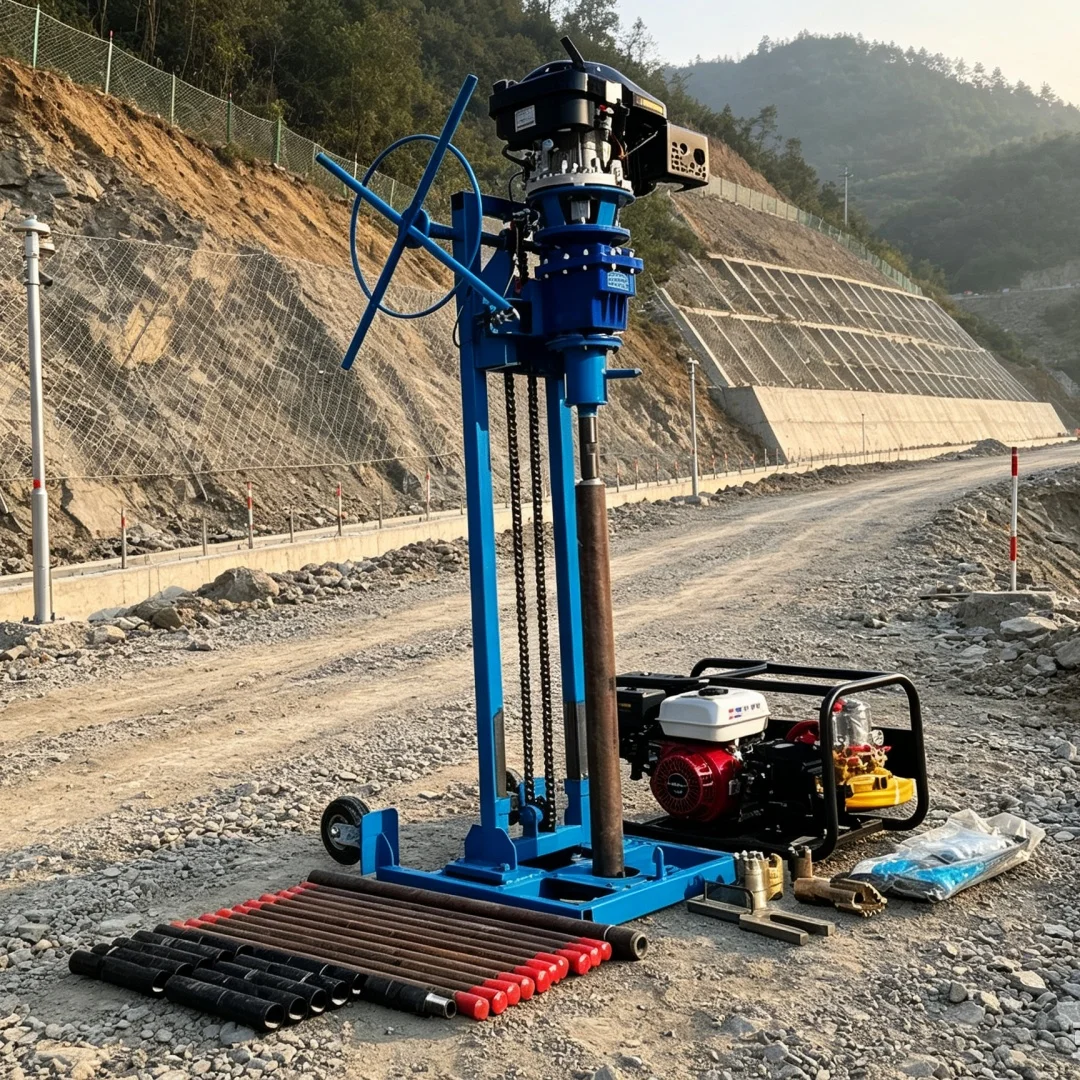 Customized Portable Geological Exploration Drill Rig, Lifting Bracket Core Sampling Drill Rig, Rock and Soil Sampling Equipment