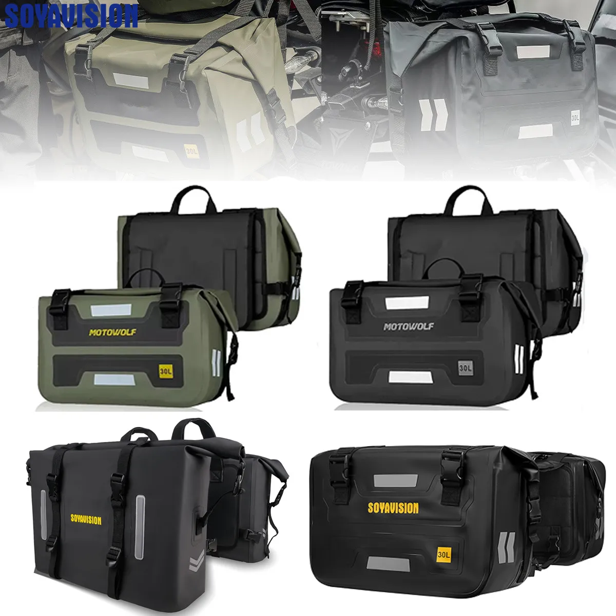2x 30L Waterproof Motorcycle Tail Saddle Bag Panniers Storage Roll Bag Universal Travel Luggage Side Bags For Harley Honda BMW