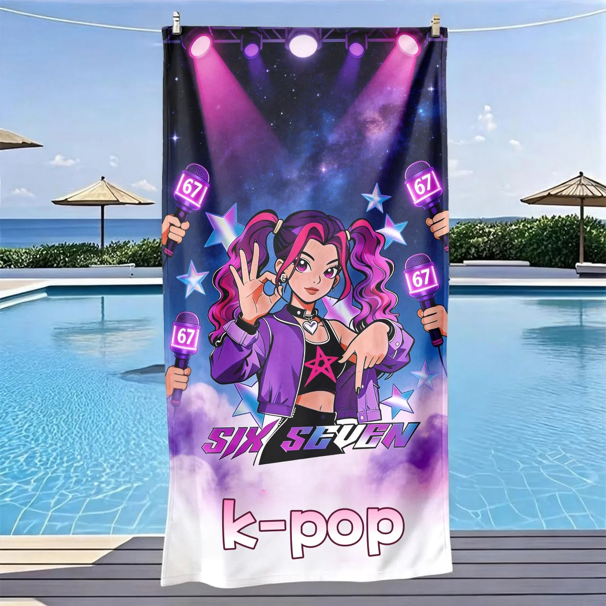 Kpop Girl Group Style Beach Towel Perfect Vacation Gift Soft Breathable for Pool Beach Camping Cruise Summer Essential