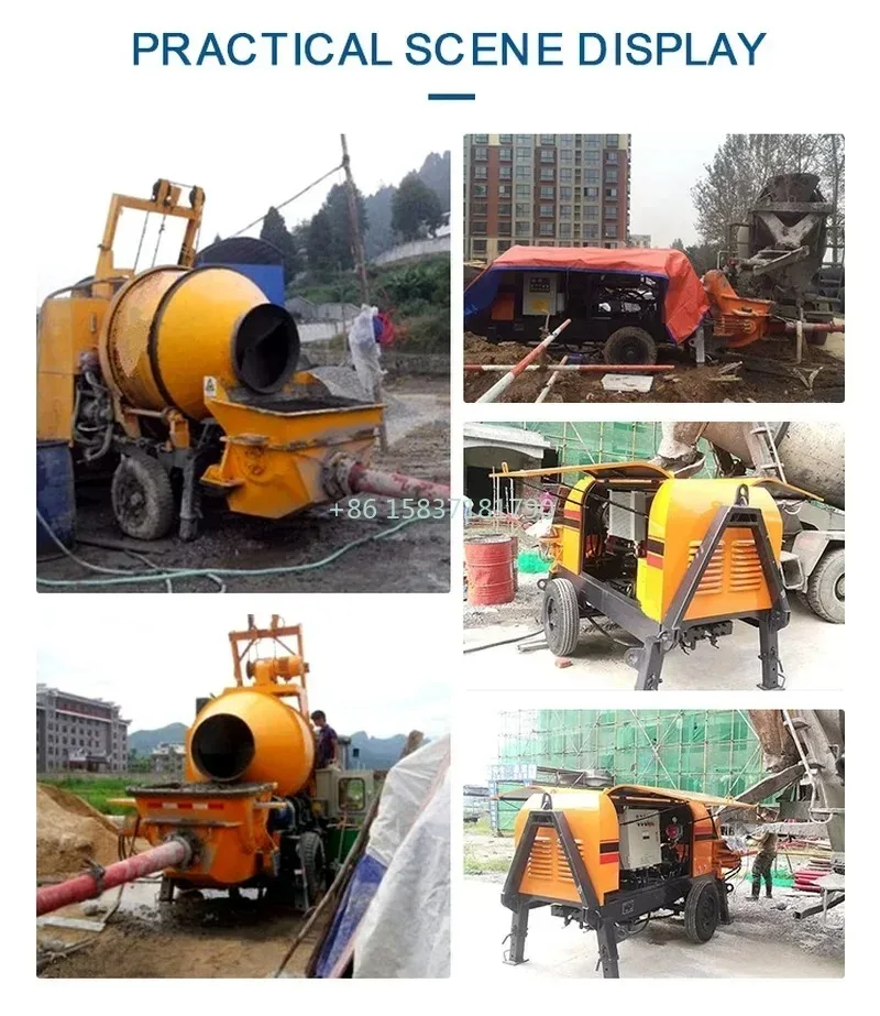 Trailer Concrete Pump Portable Concrete Pouring Hydraulic Mixer Cement Pump Small Construction Column Mini Concrete Pump Mixer