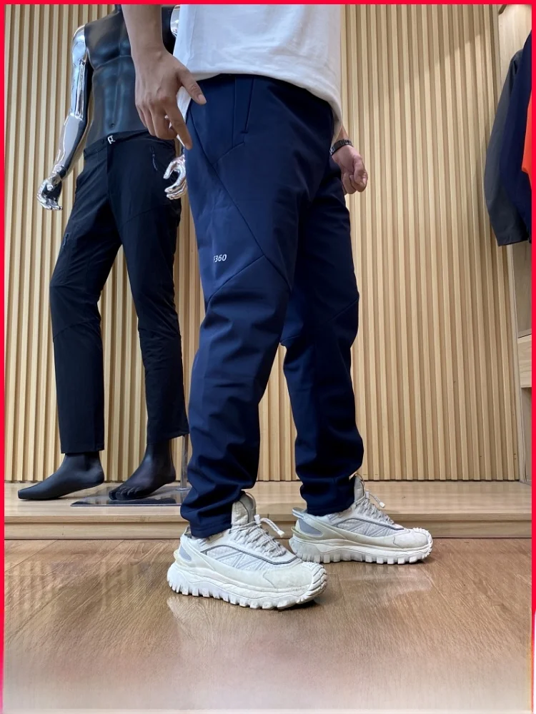 

Мужские спортивные повседневные брюки на подкладке на открытом воздухе, ветрозащитные водоотталкивающие 3D пошив, осень-зима, приятные для кожи, прямые брюки