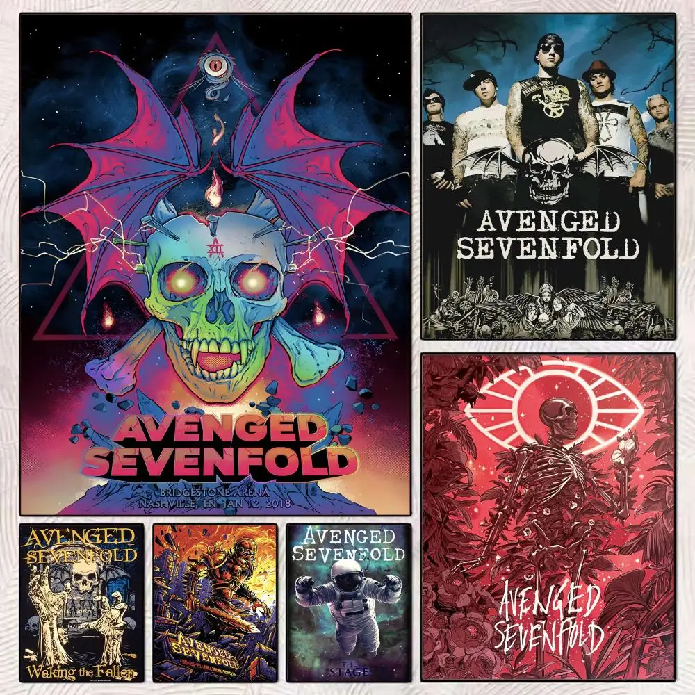 

A-Avenged Sevenfold-D Band Poster HD Art Mural Wallart Poster Waterproof Vintage Print Decor for Home Decoration DIY Durable