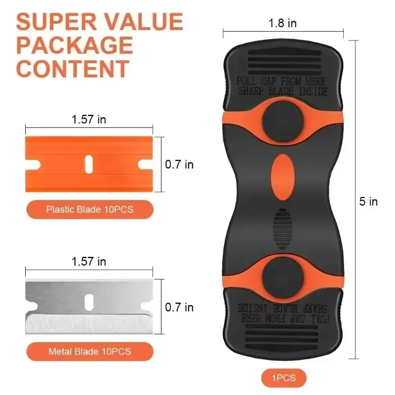 Glue Removal Blade Glass Oven Razor Scraper Plastic Handle Razor Scraper Spatula Car Film Tool Window Cleaning Blade Scraper