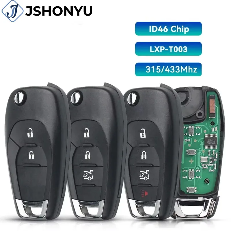 JsHonYu 315/433MHz ID46 PCF7941E Remote Key LXP-T004 Compatible for Chevrolet Cruze Colorado Trailblazer Onix Fob
