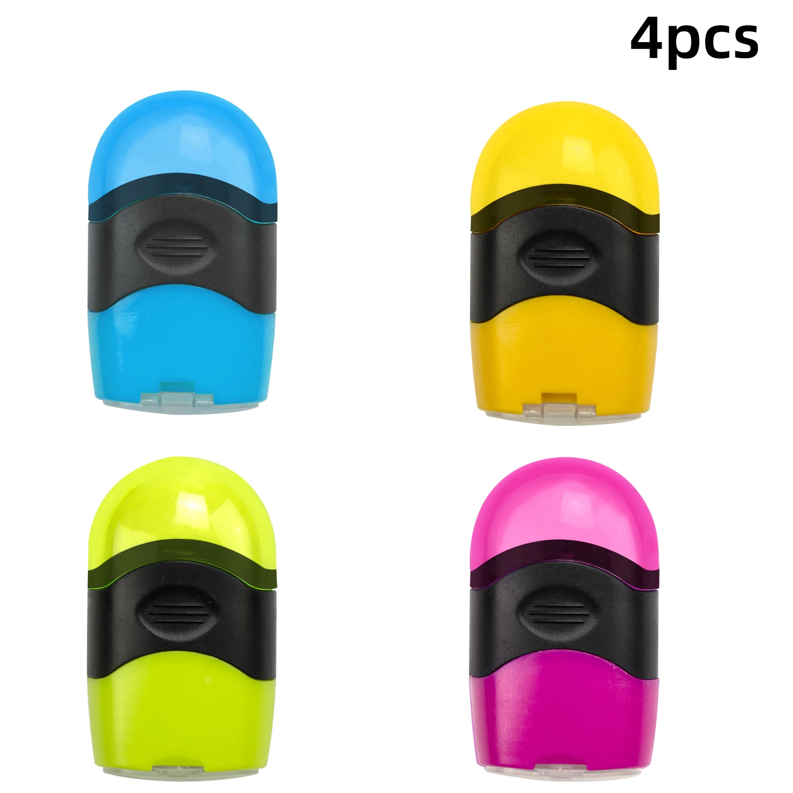 4-Color Single-Hole Sharpener and Eraser Combo - Dual Functionality with Clean Shavings, Sharp Blade