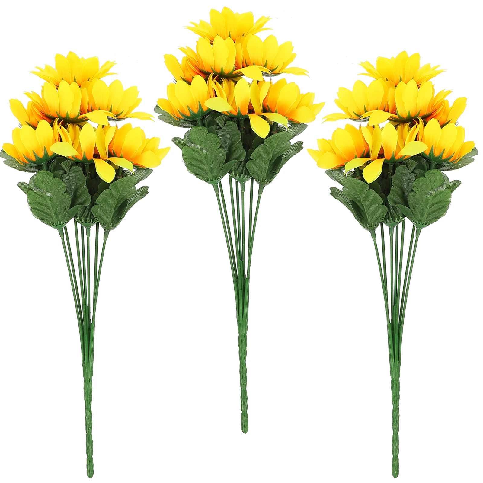 

3 Bunches Realistic Sunflower Bouquet Decor High Quality Imitated Floral Arrangement for Living Room Bedroom Office Indoor