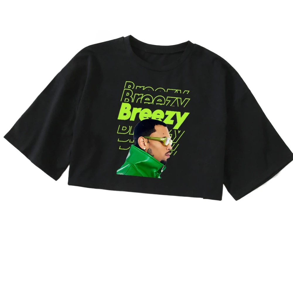 Chris Brown Vintage 90s Crop Top T-Shirt Fashion O-Neck Tops Oversize Tshirt Fashion Women Tee Blusa Y2k Top