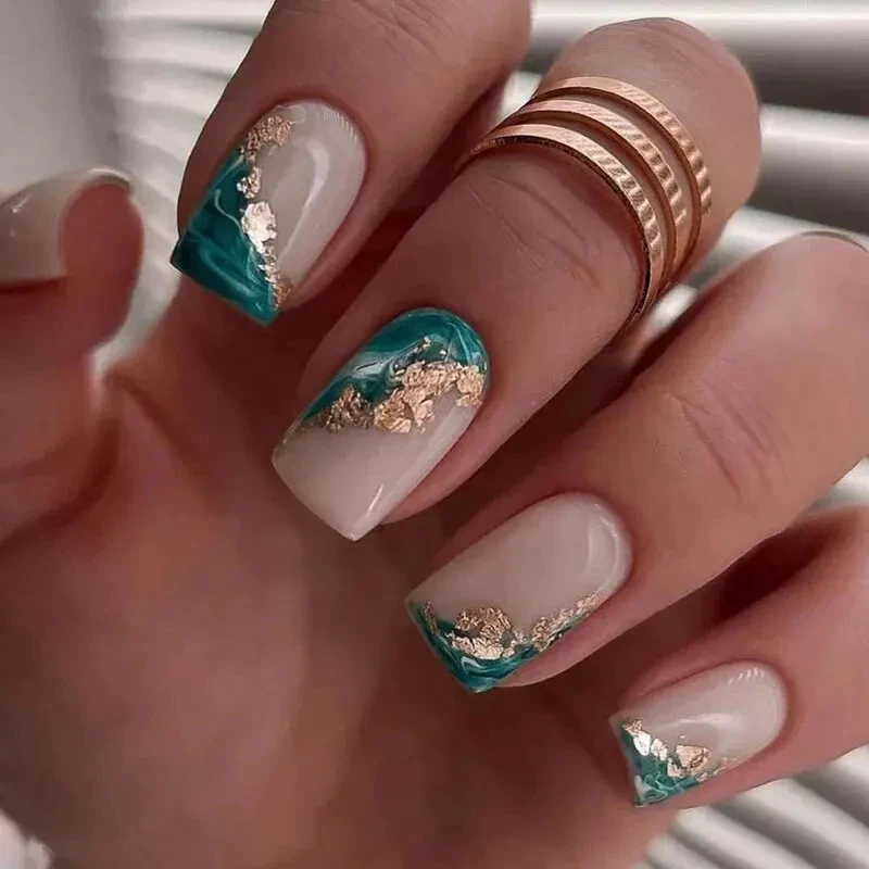 24 unidades de unhas curtas francesas minimalistas com 1 gel gelatinosa e 1 lima de unhas