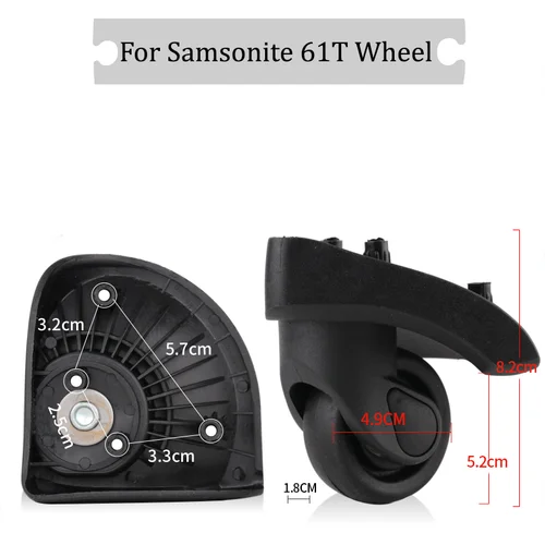 Samsonite 61T 범용 휠 교체 가방, 조용한 부드러운 회전, 편리한 충격 흡수 액세서리 휠 