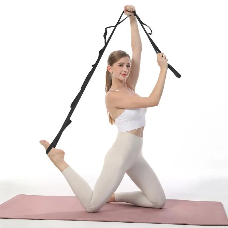 1Pcs Non Elastic Yoga Stretching Strap Multi Loops Adjustable Assist Band For Fitness Leg Stretch Physical Therapy Training