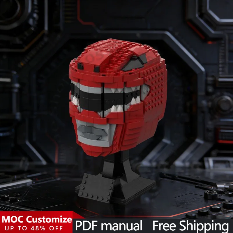 637 PCS Armor Helmet Bricks Helmet Red Ranger MOC Customize Modular Building Block Technology Model DIY Boys Holiday Toy Gifts