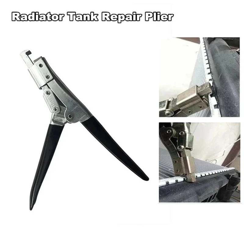 Universal Pliers-Aluminum Radiator Tank Repair Lifter Tool Car Water Tank Opening Pliers Repair Tools Silver + Black