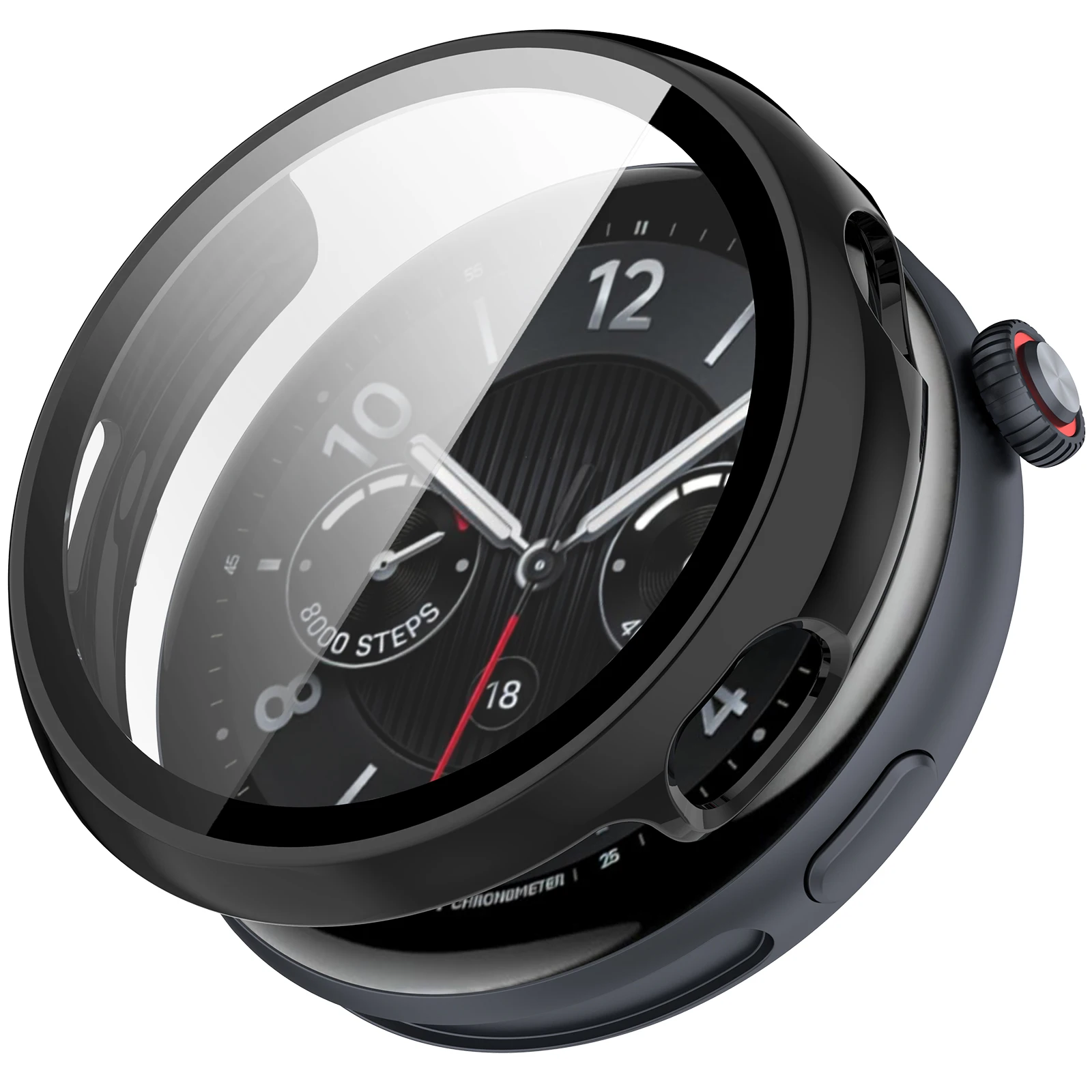 

Чехол для часов vivo Watch 5, чехол для ПК WANLONFENG с защитной пленкой из закаленного стекла - черный
