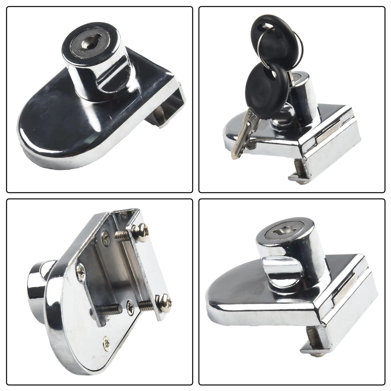 

Glass Door Lock Punch-free Display Cabinet Double Door Lock Keys Zinc Alloy Glass Push Door Locks Easy To Install