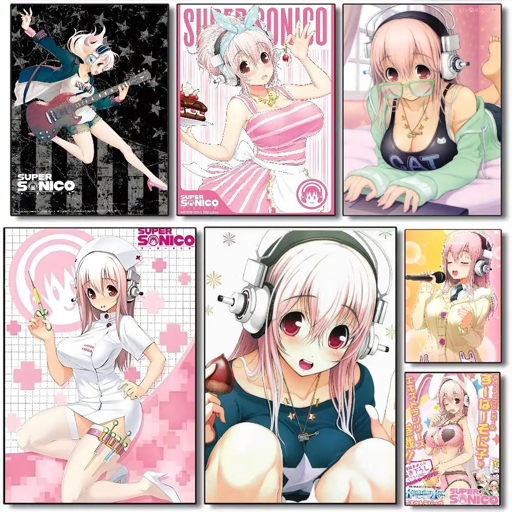 Anime Kawayii S-SUPER SONICO Poster Art HD-Leinwand, hochwertiges ästhetisches Druckpapier, Wandkunst für Wohnzimmer, Heimdekoration