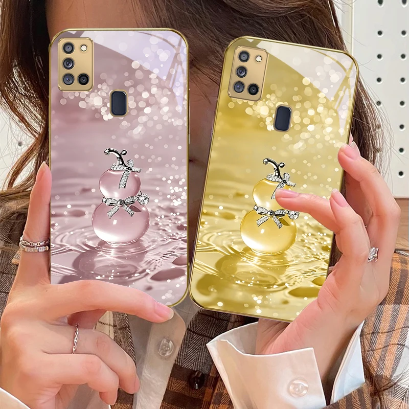 محظوظ القرع الذهبي لسامسونج A 31 32 A33 A34 35 14 A15 13 16 25 26 50 52 53 54 55 56 70 71 72 73 الزجاج الذهبي جراب هاتف