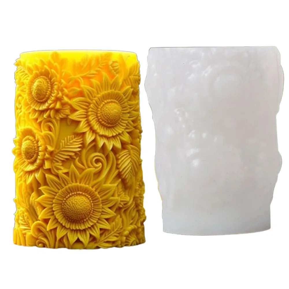 

Non-Stick Candle Silicone Mold Flexible 3D Carved Pattern Floral Mold Blossoming Flower DIY Resin Crafts Epoxy Resin Mold