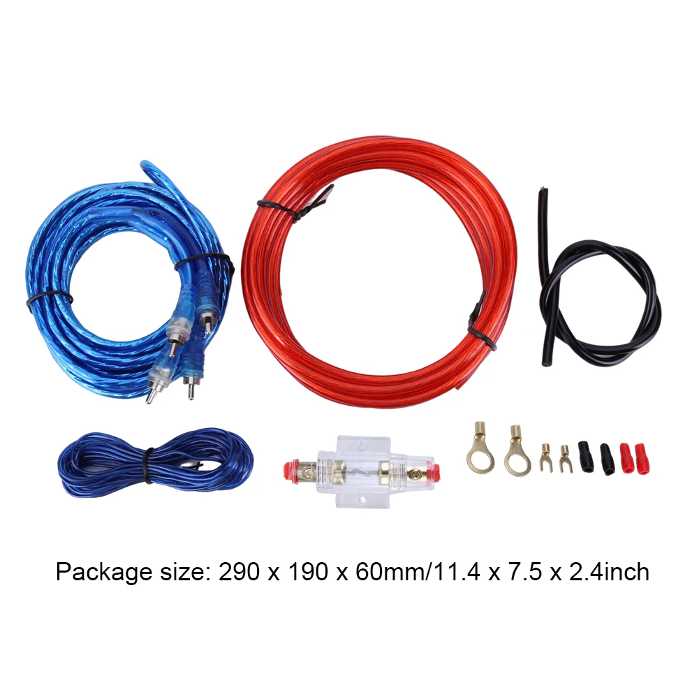 1500W/2000W Car Power Amplifier Wiring Kit 8GA RCA Power Cable 18GA Subwoofer Speaker Line for Car Modification for Auto Vehicle