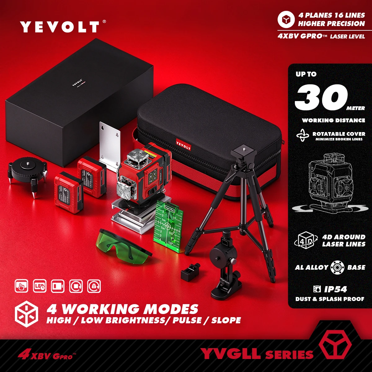 YEVOLT 4D 16-Linien-Grünlaser-Nivelliergerät 360° Horizontale und Vertikale Linien für Haushalt, DIY, Deckenverkleidung, Wandfliesen, Schrankmontage