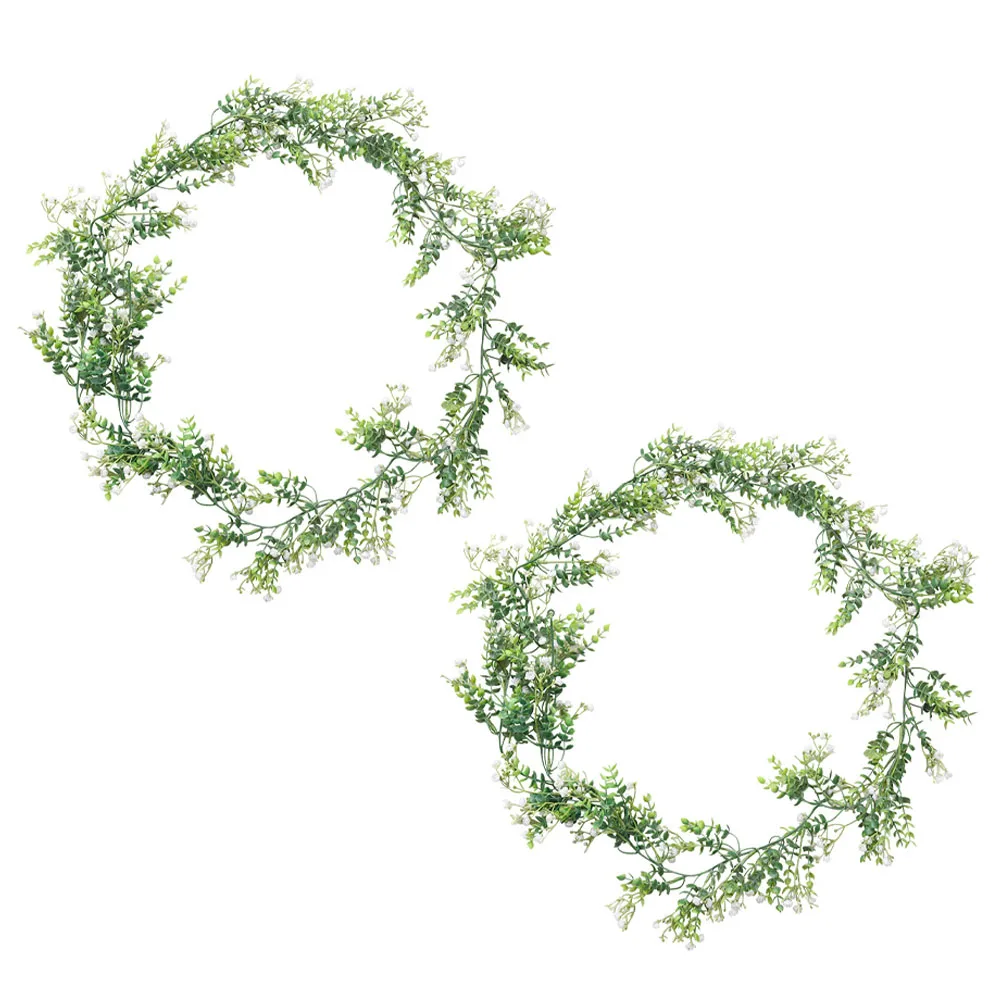 

2pcs Artificial Greenery Garland Simulation Eucalyptus Leaves Hanging Vine Decor For Home Wedding Party Wall Door Fake Plant