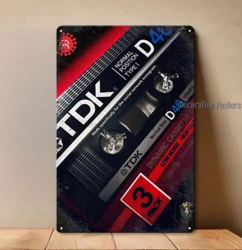 1p, Tdk кассетная лента, винтажный стерео Hi-Fi металлический плакат-20x30 см, жестяная вывеска
