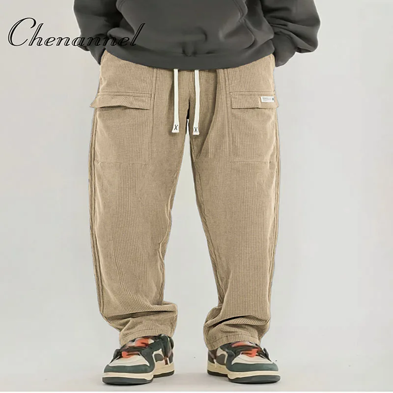 بنطال رياضي محبوك للربيع والخريف للرجال بنمط هونج كونج مستقيم فضفاض أمريكي غير رسمي للشباب من القطن #2