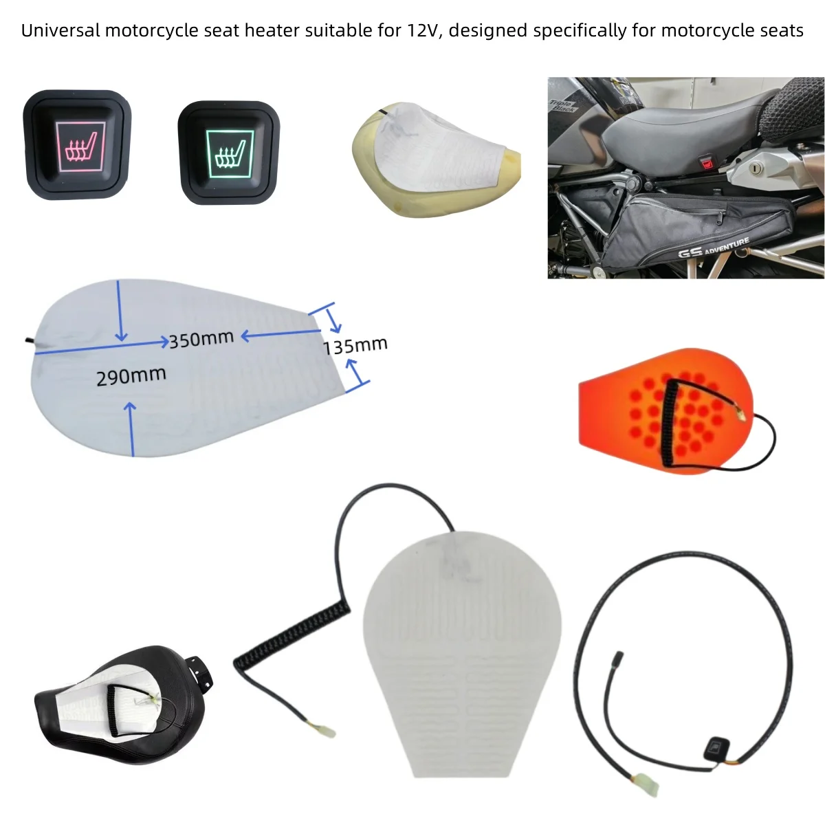 Motorcycle cushions heating seats heated carbon fiber thermostatic seat interior upholstery Cushions part warm support original