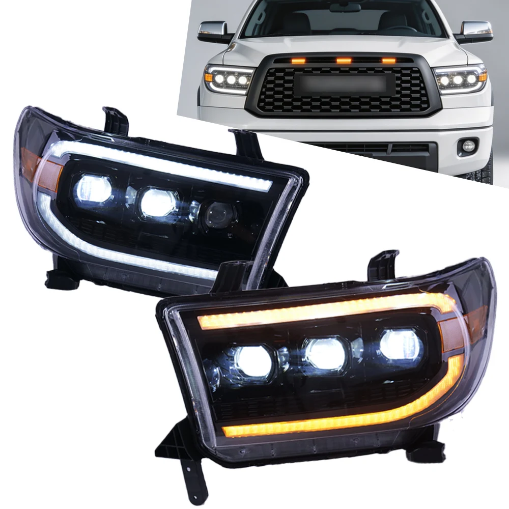 Car LED Head Lights For Toyota Tundra Headlight 2007-2014 Upgrade Full LED Front Lamps DRL Daytime Running Light Turn Signal