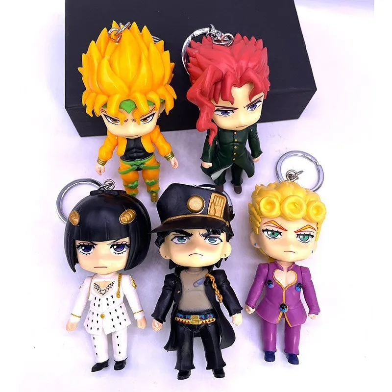 5 Teile/satz Anime JoJos Bizarre Adventure Q Version Schlüsselbund Action-figuren PVC Modell Spielzeug Puppen Tasche Anhänger Ornamente Fans Geschenk