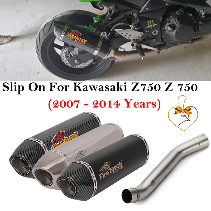 Slip On For Kawasaki Z750 Z 750 2007 - 2014 Motorcycle Exhaust Escape Systems Modify Muffler With Middle Link Pipe DB Killer