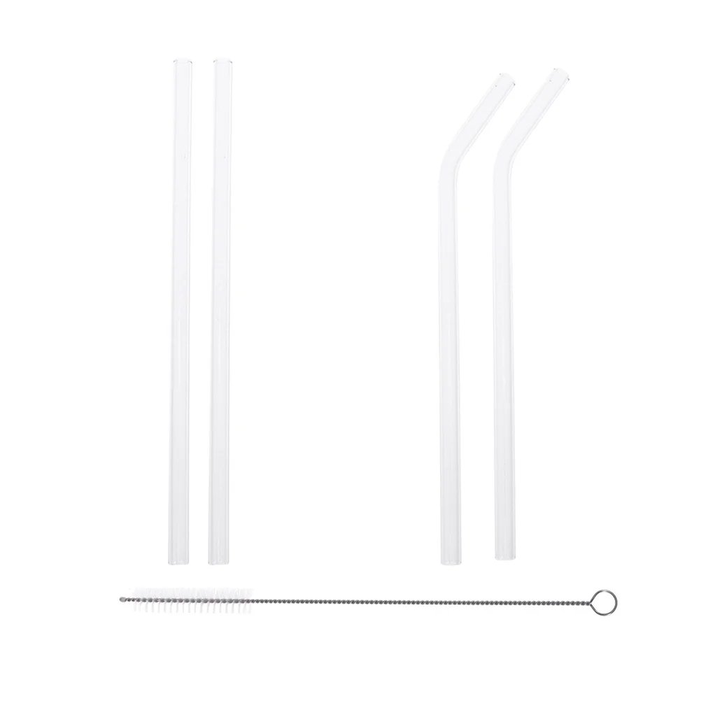 

1Set Glass Straw Set High Borosilicate Straight Bend Reusable Heat Resistant Beverage Party Straws Glass Straws