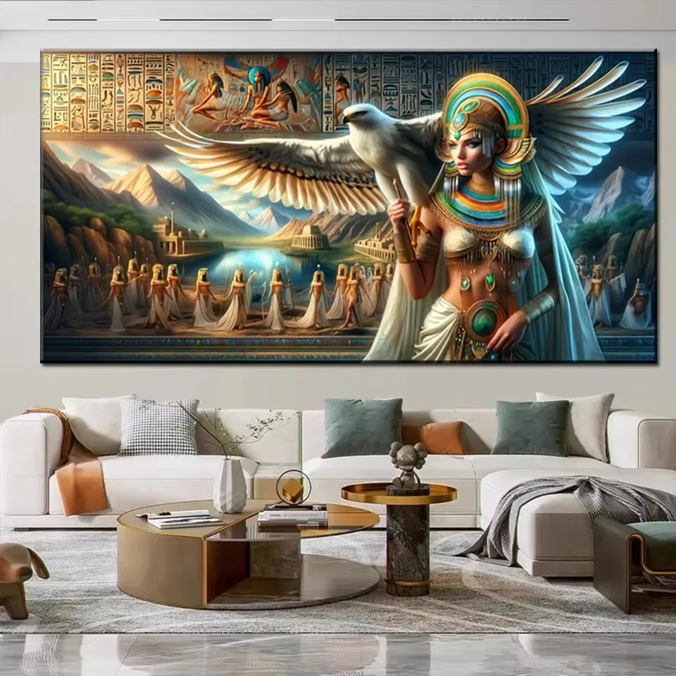 Egyptian Queen And White eagle Diamond Painting New 2025 Diy Cross Stitch Kits Full Diamond Mosaic Embroidery Halloween Gift Art