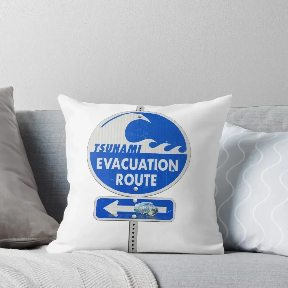 road sign tsunami (left arrow) Throw Pillow Pillow Decor christmas pillowcases pillow