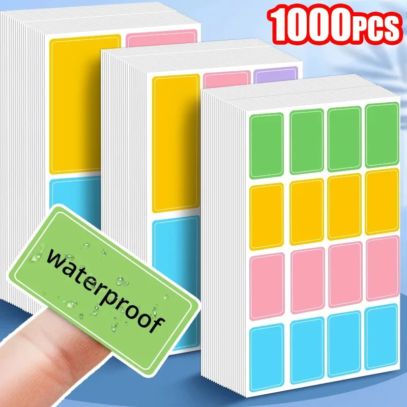 500/1000PCS Waterproof Colorful Self Adhesive Assorted Stickers Name Tag Bottle File Label Stickers Handwritten Sticker Labels