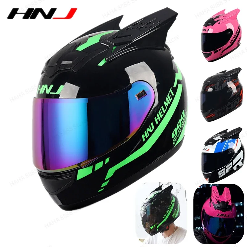 

Personalized Sheep's Horn Female Summer Electric Motorcycle Helmet Motorcycle Running Helmet Full-face Gray Riding Helmet