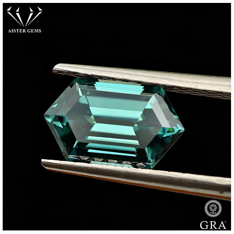 

Изумрудно-зеленый прямоугольный муассанит с шестигранной огранкой, лабораторный бриллиант, драгоценный камень, пройденный тест на бриллиант с GRA для изготовления ювелирных изделий на заказ