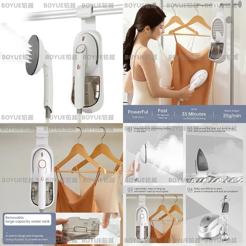 Portable Handheld Garment Steamer Electric Iron Wet Dry Dual Use Hanging Clothes Wrinkle Remover for Home Travel Wardrobe